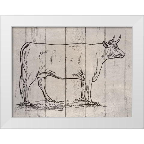 Cow White Modern Wood Framed Art Print by Phillip, Jamie
