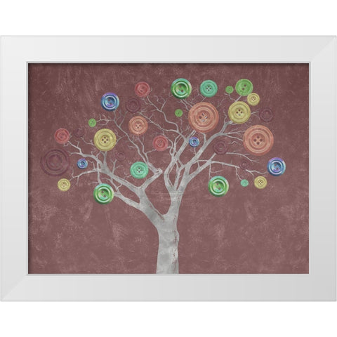 Button Tree White Modern Wood Framed Art Print by Phillip, Jamie
