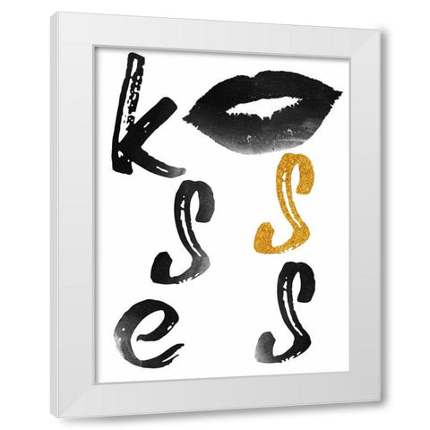 Kisses White Modern Wood Framed Art Print by Phillip, Jamie
