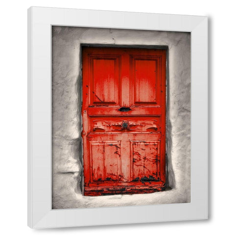 Red Cottage White Modern Wood Framed Art Print by Phillip, Jamie