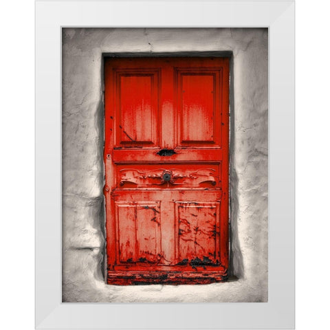 Red Cottage White Modern Wood Framed Art Print by Phillip, Jamie