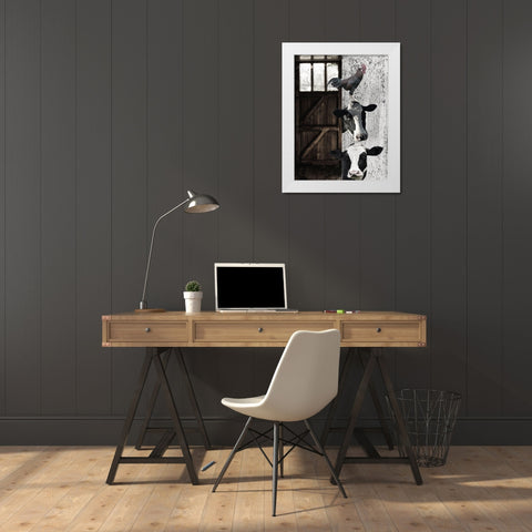 Happy Farm  White Modern Wood Framed Art Print by Phillip, Jamie