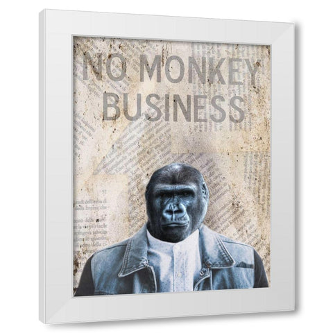 Monkey Business White Modern Wood Framed Art Print by Phillip, Jamie