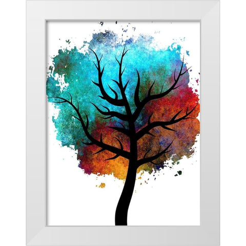 Colored Tree White Modern Wood Framed Art Print by Phillip, Jamie