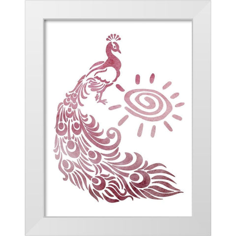 Peacock Style 2 White Modern Wood Framed Art Print by Phillip, Jamie