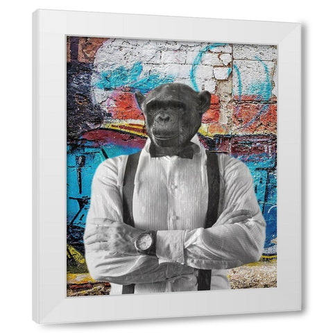 Street Monkey 2 White Modern Wood Framed Art Print by Phillip, Jamie