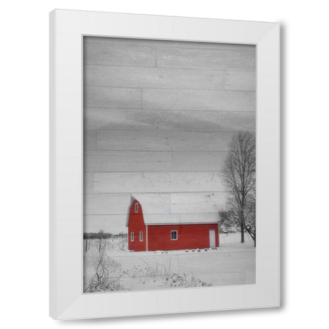 Red Barn White Modern Wood Framed Art Print by Phillip, Jamie