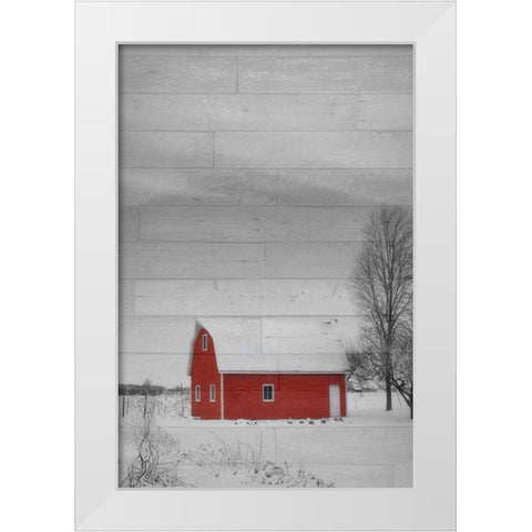 Red Barn White Modern Wood Framed Art Print by Phillip, Jamie