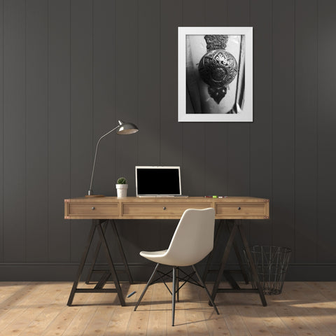Door Knob 2 White Modern Wood Framed Art Print by Phillip, Jamie