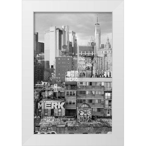 New York Bridge View White Modern Wood Framed Art Print by Phillip, Jamie