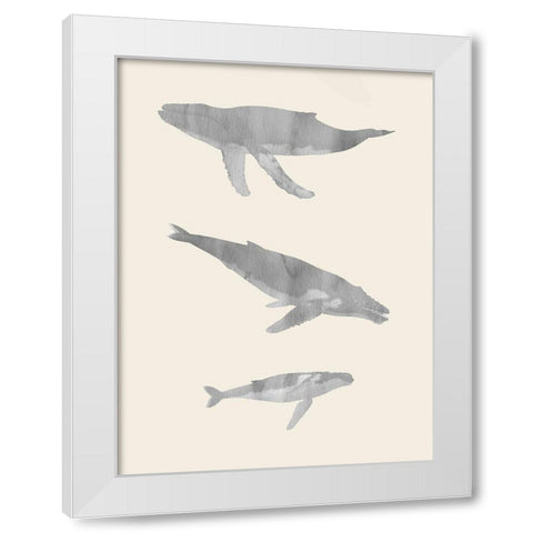 Whale Trio White Modern Wood Framed Art Print by Phillip, Jamie