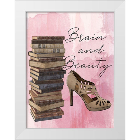 Brain And Beauty White Modern Wood Framed Art Print by Phillip, Jamie