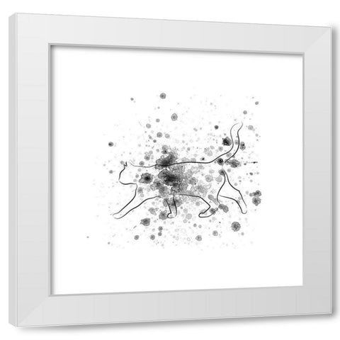Catty Talk White Modern Wood Framed Art Print by Phillip, Jamie