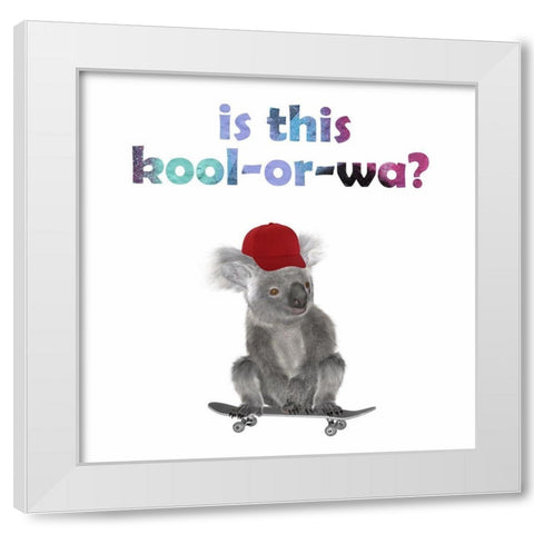 Kick Flip Koala 2 White Modern Wood Framed Art Print by Phillip, Jamie