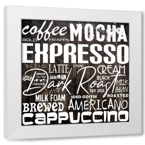 Coffee Language White Modern Wood Framed Art Print by Phillip, Jamie