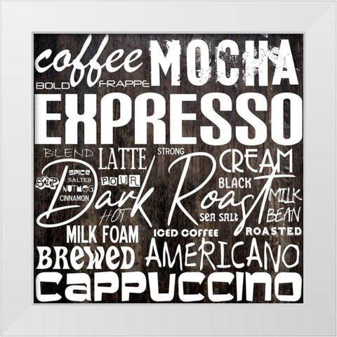 Coffee Language White Modern Wood Framed Art Print by Phillip, Jamie