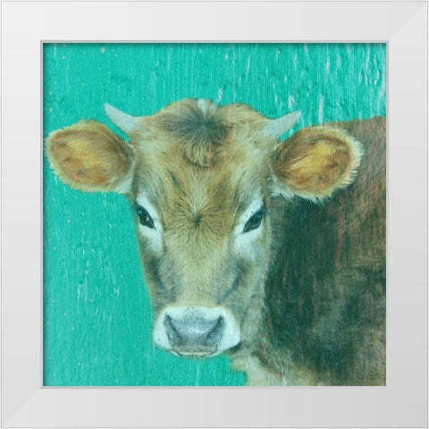 Hello Moo White Modern Wood Framed Art Print by Phillip, Jamie