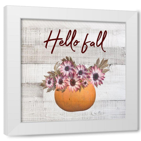 Hello Fall White Modern Wood Framed Art Print by Phillip, Jamie