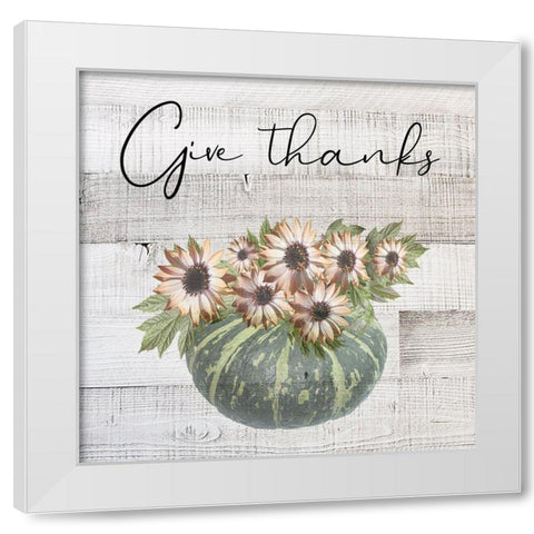 Give Thanks White Modern Wood Framed Art Print by Phillip, Jamie