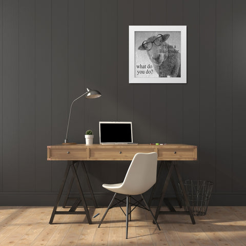 Baa-Tender White Modern Wood Framed Art Print by Phillip, Jamie