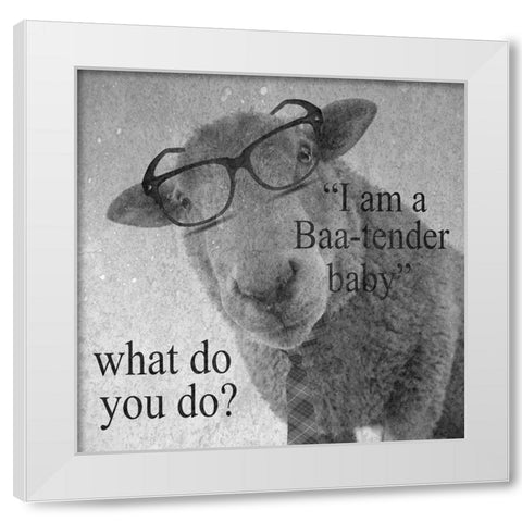 Baa-Tender White Modern Wood Framed Art Print by Phillip, Jamie