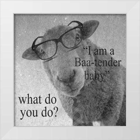 Baa-Tender White Modern Wood Framed Art Print by Phillip, Jamie