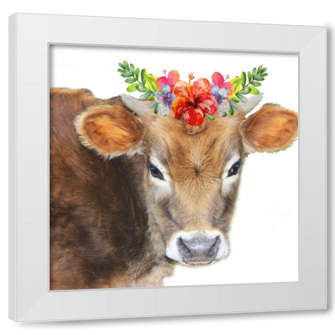 Flower Power White Modern Wood Framed Art Print by Phillip, Jamie