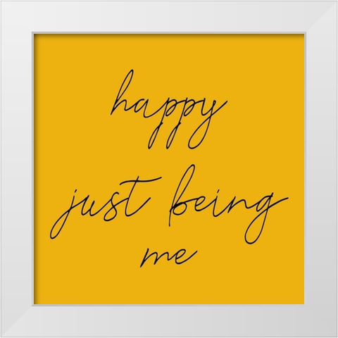 Happy White Modern Wood Framed Art Print by Phillip, Jamie