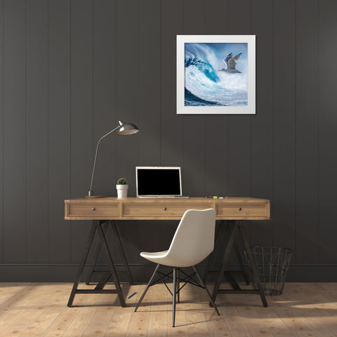 Big Wave White Modern Wood Framed Art Print by Phillip, Jamie