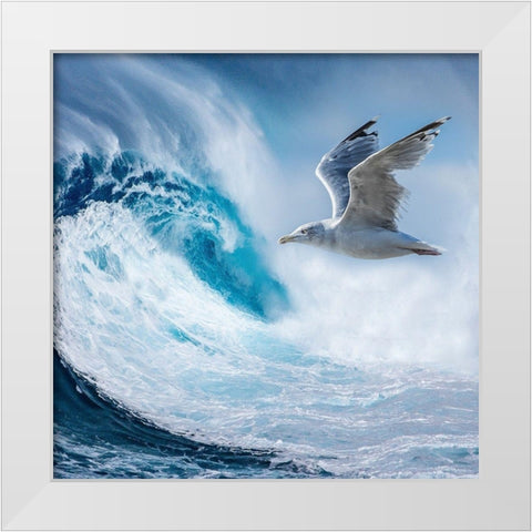 Big Wave White Modern Wood Framed Art Print by Phillip, Jamie