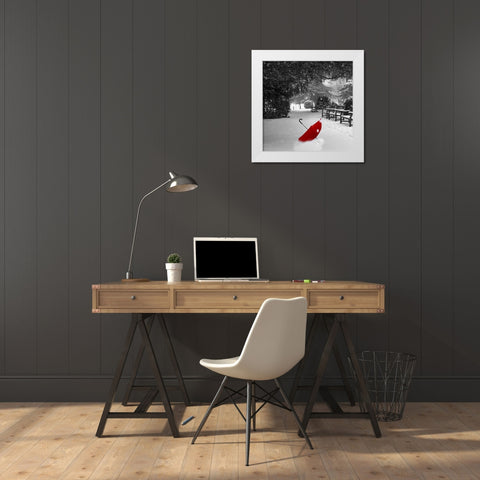 Red Snow White Modern Wood Framed Art Print by Phillip, Jamie