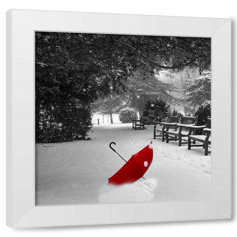 Red Snow White Modern Wood Framed Art Print by Phillip, Jamie
