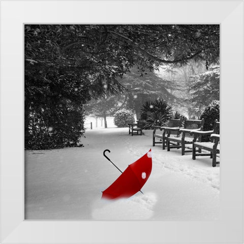 Red Snow White Modern Wood Framed Art Print by Phillip, Jamie