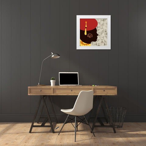African Man 2 White Modern Wood Framed Art Print by Phillip, Jamie