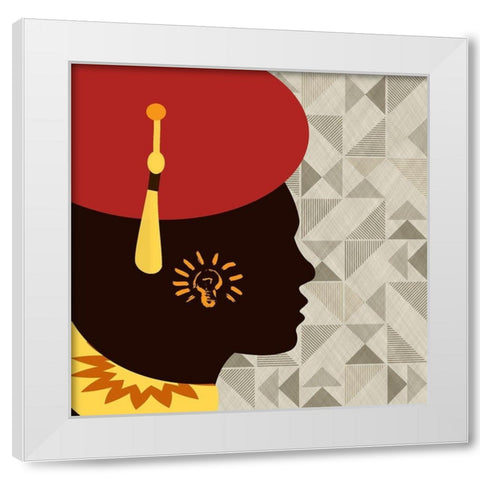 African Man 2 White Modern Wood Framed Art Print by Phillip, Jamie