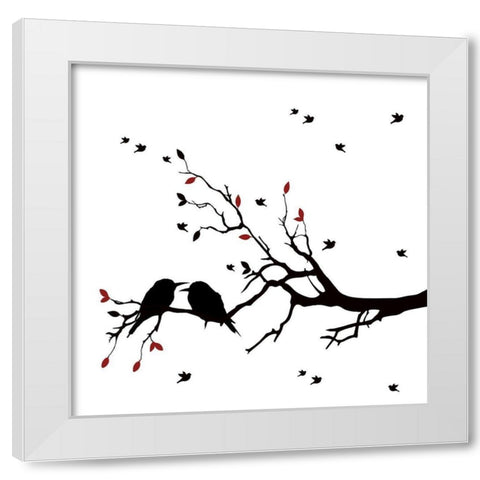 Birdy Love White Modern Wood Framed Art Print by Phillip, Jamie