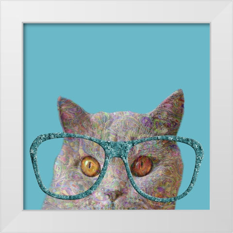 Cat Lady White Modern Wood Framed Art Print by Phillip, Jamie