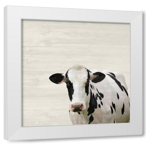 Moo White Modern Wood Framed Art Print by Phillip, Jamie