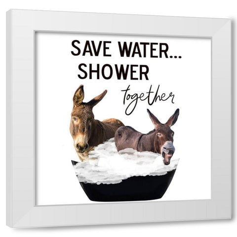 Shower Together White Modern Wood Framed Art Print by Phillip, Jamie