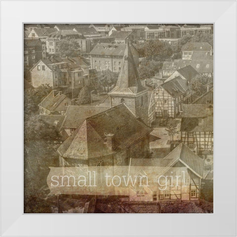 Small Town Girl White Modern Wood Framed Art Print by Phillip, Jamie