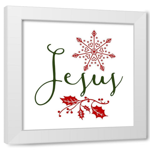 Jesus White Modern Wood Framed Art Print by Phillip, Jamie