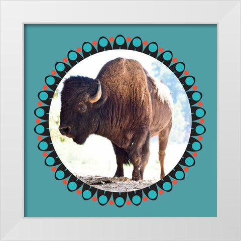 Buffalo Ring 2 White Modern Wood Framed Art Print by Phillip, Jamie