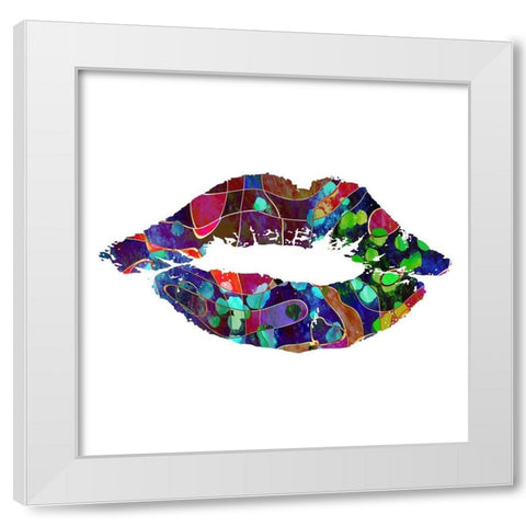 Lips White Modern Wood Framed Art Print by Phillip, Jamie