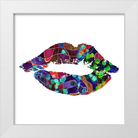 Lips White Modern Wood Framed Art Print by Phillip, Jamie