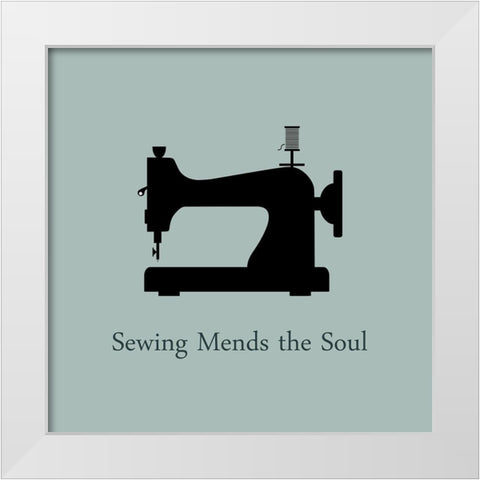Sewing 2 White Modern Wood Framed Art Print by Phillip, Jamie