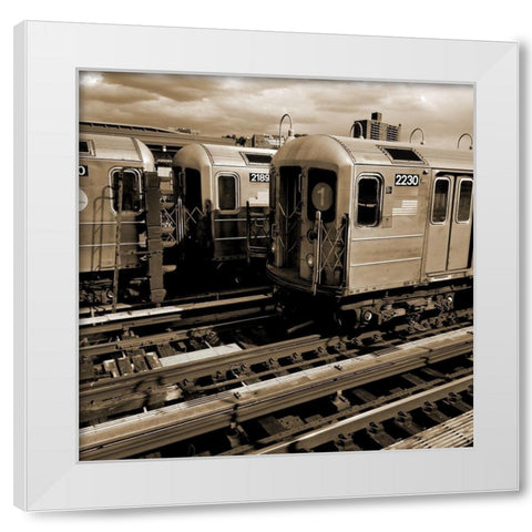 Bronx Trains White Modern Wood Framed Art Print by Phillip, Jamie
