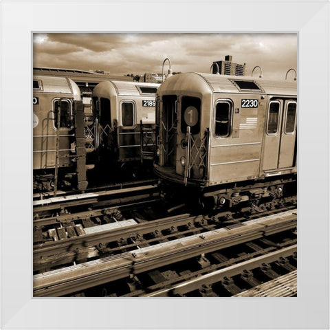 Bronx Trains White Modern Wood Framed Art Print by Phillip, Jamie