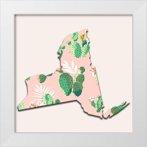 New York Map White Modern Wood Framed Art Print by Phillip, Jamie