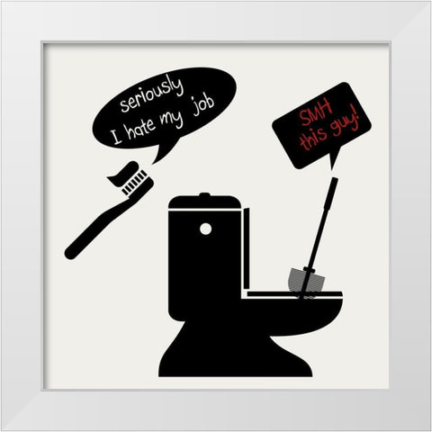 Toilet Talk 2 White Modern Wood Framed Art Print by Phillip, Jamie