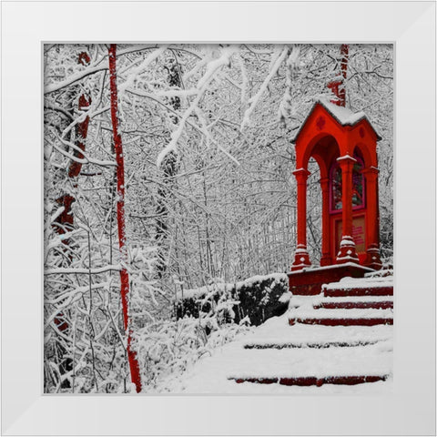 Red Winter White Modern Wood Framed Art Print by Phillip, Jamie